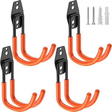 HUPBIPY Heavy Duty Garage Hooks 4 Pack, J Shaped Hanger, Wall Mounted ...