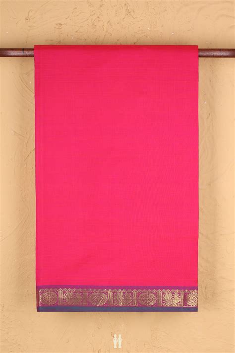 Semi Silk Cotton Saree In Rani Pink With Contrast Border