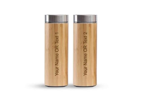 Custom Steel Bamboo Vacuum Flask 500ml | Buy Personalised Water Bottles