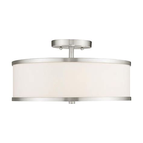 Livex Lighting 15-in Brushed Nickel Park Ridge Metal Ceiling Light ...
