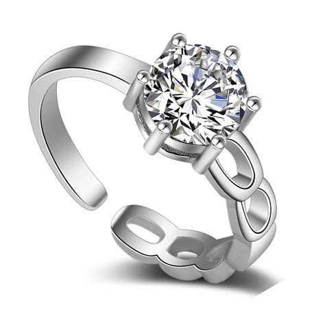 YouBella Jewellery Stylish Silver Plated Solitaire Crystal Ring for ...