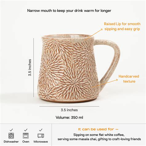 Chrysanthemum Mug | 350 ml | Handcarved Brown – Lagavi