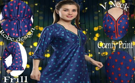 Buy StyFun Cotton Nighty for Women, Printed Satin Maxi Night Gown ...