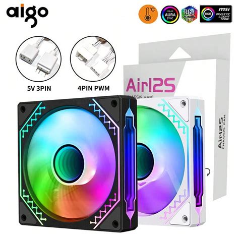 aigo Aigo Air12s PC Case Fan 12cm 4Pin 5V 3Pin ARGB Cyclic Mirror Light ...