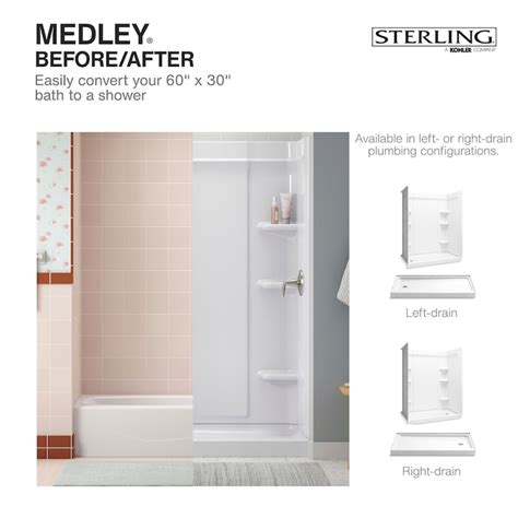 Sterling 30-in W x 60-in L White Single Threshold Rectangle Shower Pan ...