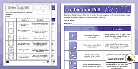 Music Response Worksheet | Teaching Resources | Twinkl USA