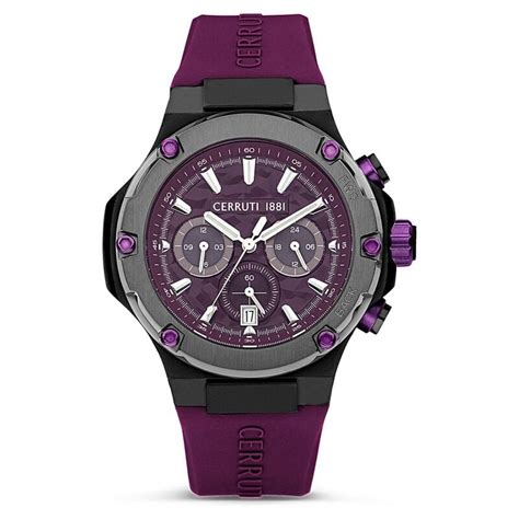 Buy Online Cerruti 1881 Purple Dial Silicone Strap Watch for Men ...