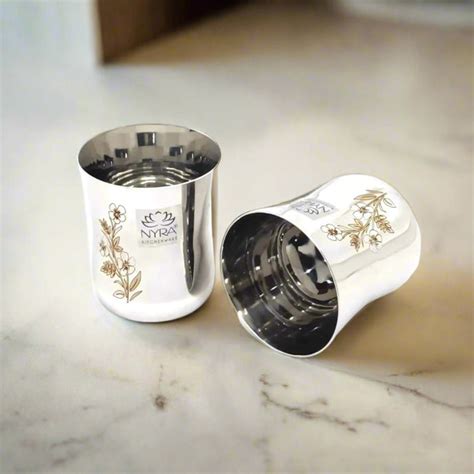 Stainless Steel Laser-Printed Goblet Glass Set – 320ml Drinkware – Nyra ...
