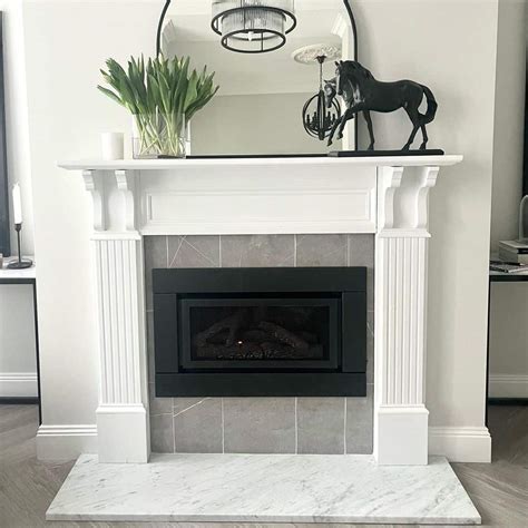 Classic Marble Tile Fireplace Surround with White Grout - Soul & Lane