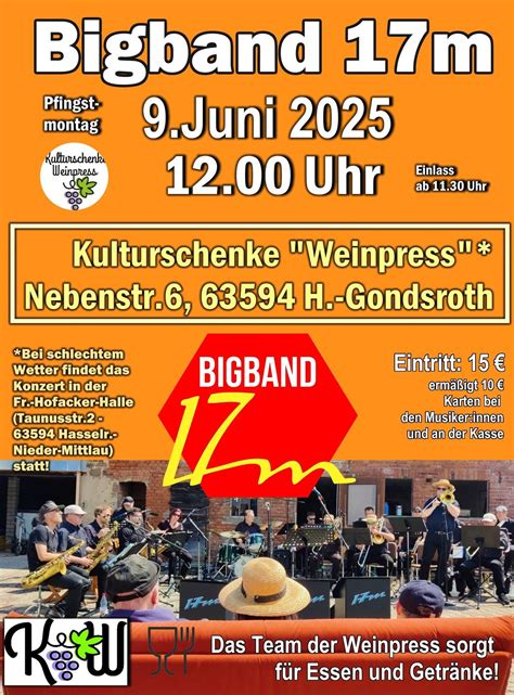 BigBand 17m in der Weinpress, Nebenstraße, 63594, Gelnhausen, 9 June ...