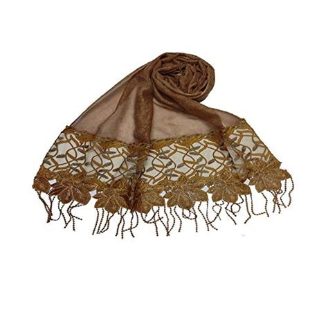Stole For Women - Heavy Work On Net and Heavy Flowerly Lace With Fringe ...