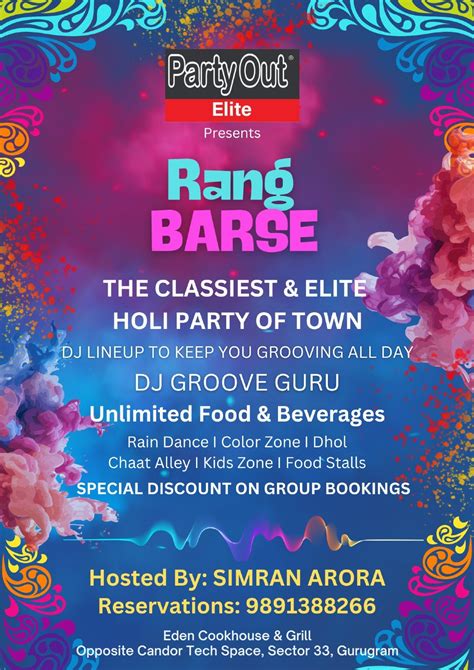 Rang Barse Gurugrams Classiest Holi Festival, Eden CookHouse & Grill ...