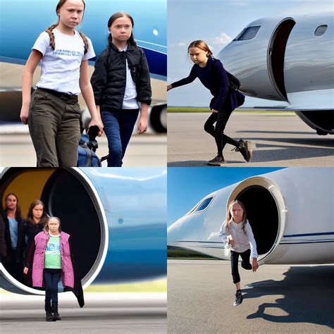 Greta Thunberg boarding her private jet, 8k | Stable Diffusion