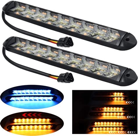 Buy YEERON 2 In1 Fuction Arrow LED DRL Strip Switchback Dual-Color ...