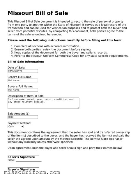 Get Missouri Bill of Sale Form > All Missouri Forms