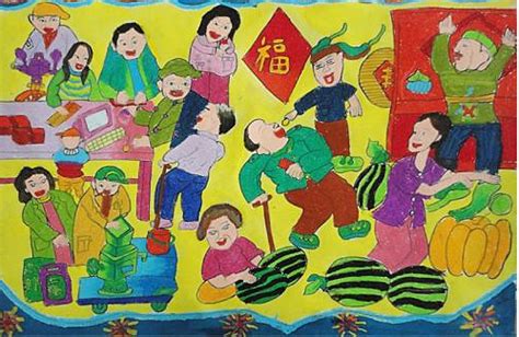 【春节儿童画】新年儿童画_欢度春节儿童画_太平洋亲子网