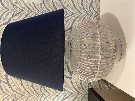 Lauren Ralph Lauren White Rattan Table Lamps With Navy Shades - a Pair ...