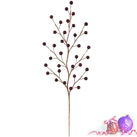 Set of 24: Burgundy Holly Berry Stems with 35 Lifelike Berries | 17 ...