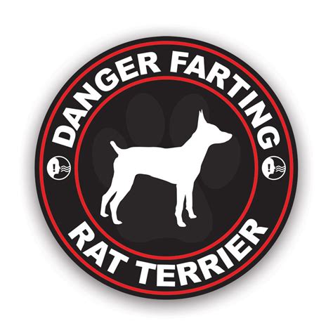 Danger Farting Rat Terrier Sticker Decal American Made UV Protected Dog ...