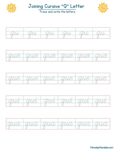 Image result for Cursive Q Practice Sheets