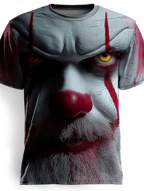 Voor heren Griezelige clown 3D Clown T-shirt Korte mouw T-shirt 3D ...