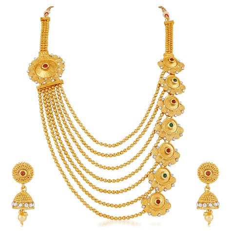 Apara Traditional Gold Plated Multistrand Ball Chain Mala Earring ...