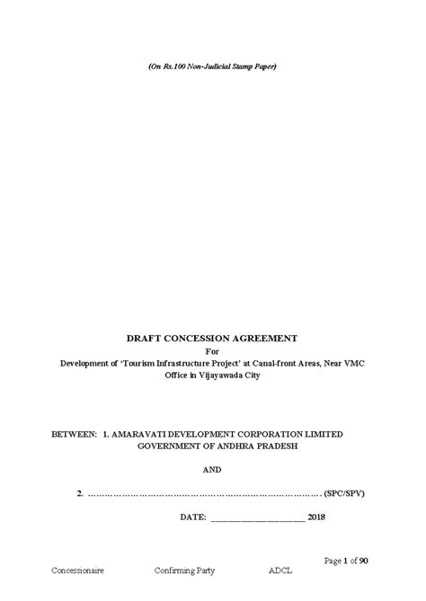 Draft Concession Agreement for Tourism Infra Projects (VMC) - Studocu