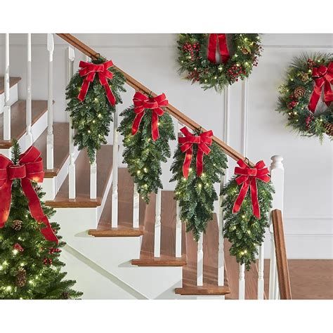 BrylaneHome Pre-Lit Swags with Plaid Bows (Set of 4) in the Artificial ...