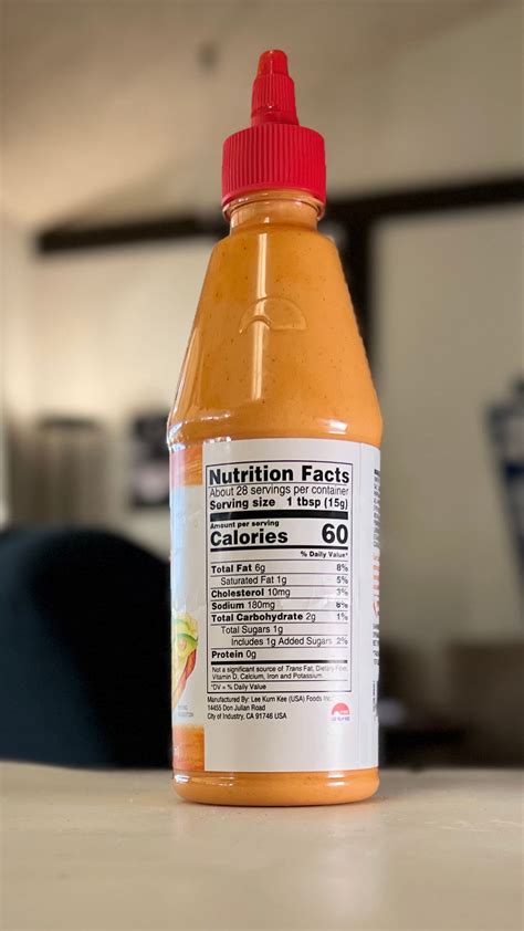 Sriracha Mayo Food Labels