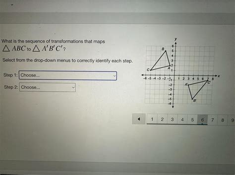 What is the sequence of transformations that maps ABC to A′B′C′? Select ...