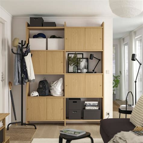 LÅDMAKARE storage combination w sliding doors, with 2 shelves/oak ...