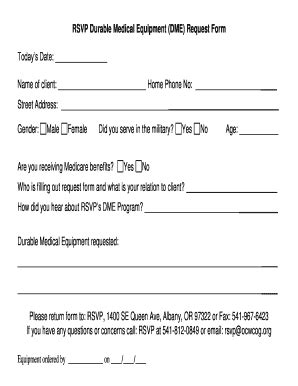 Fillable Online rsvpoflbl RSVP Durable Medical Equipment DME Request ...