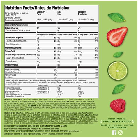 Outshine Fruit Bars Nutrition Facts | Besto Blog