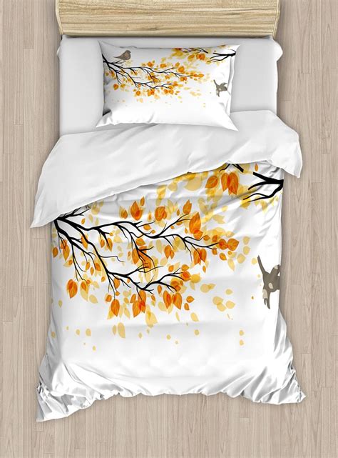 Amazon.com: Ambesonne Fall Duvet Cover Set, Pastel Colored Autumn ...
