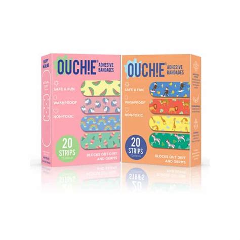 Buy OUCHIE NON-TOXIC PRINTED BANDAGES DOUBLE COMBO (40 PACK) - PINK ...