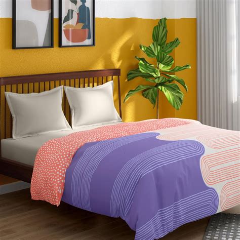 Buy PORTICO Hashtag Purple Printed Cotton Double Bed Comforter ...