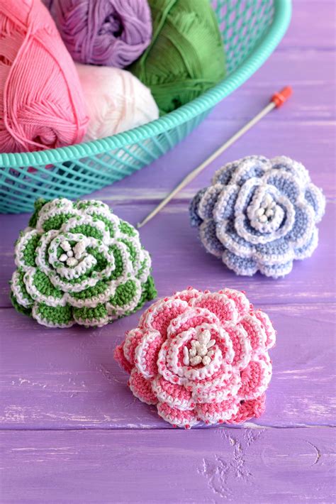 crochet 3d flower pattern