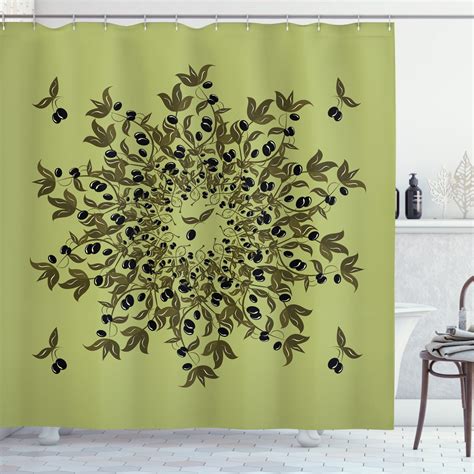 Ambesonne Olive Green Shower Curtain, Fruit Branches, 69"Wx70"L, Olive ...