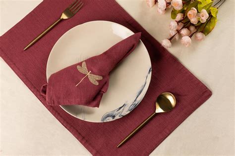 Buy Glimpse Homes Embroidered Cotton Slub Table Napkins and Placemats ...