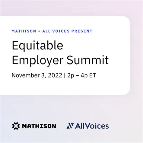 Looking forward to Mathison and AllVoices' Equitable Employer Summit on ...