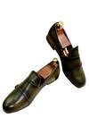 Buy Green Leather Double Strap Monk Shoes For Men by Artimen Online at ...