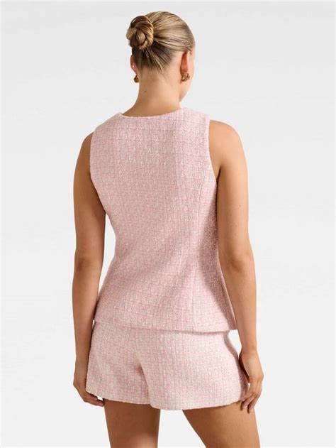 Forever New Lisa Boucle Waistcoat, Pink