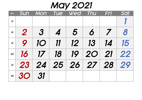 May 2021 Calendar Printable With Notes : These free may calendars are ...