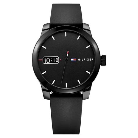 Buy Online Tommy Hilfiger Quartz Analog Black Dial Silicone Strap Watch ...