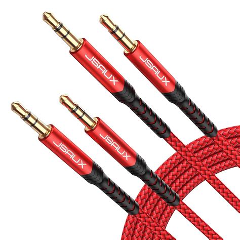 Buy JSAUX® 2 Pack AUX Cable, [6ft/1.8m- Copper Shell, Hi-Fi Sound] 3 ...
