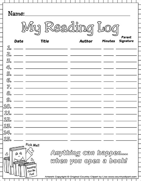 Free Printable Reading Log For Kids
