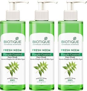 BIOTIQUE Fresh Neem Pimple Control Buy 2 Get 1 Free (200X3) Face Wash ...