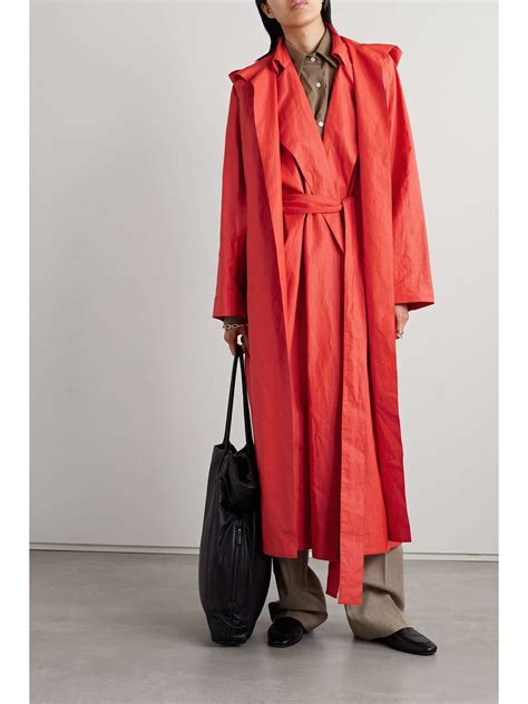 Red Trench Coat With Hood