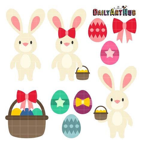 Easter Bunnies Clip Art Set - Daily Art Hub // Graphics, Alphabets & SVG