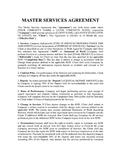 Definition Of Master Services Agreement Chroncom Understanding Agency